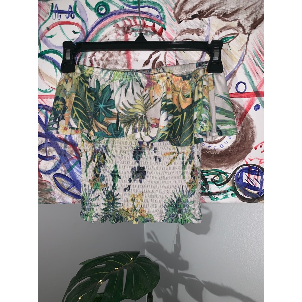 flower ruffle tube top